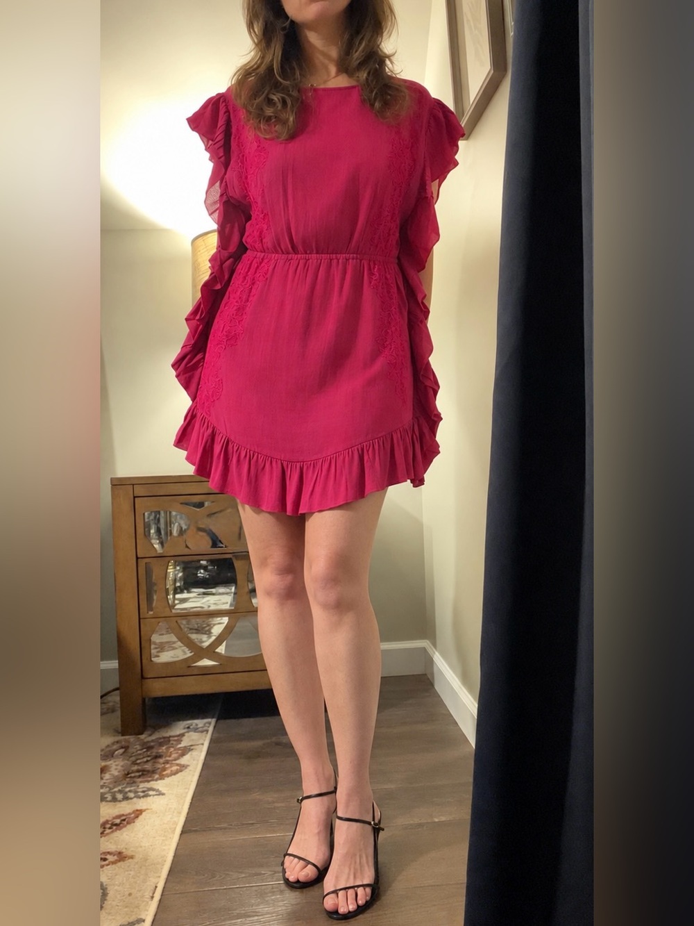 IRO Zestful Pink Ruffle Mini Dress Size 40